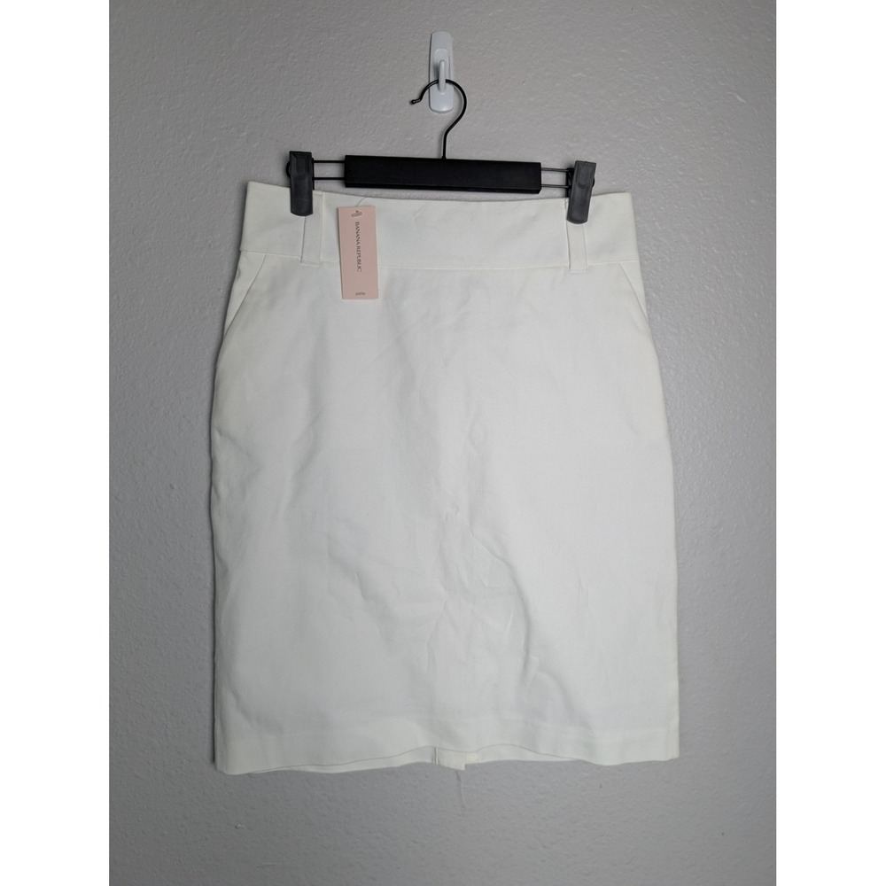 NWT Banana Republic Skirt Womens 8P White Straight Pencil Knee Lined Pockets Zip